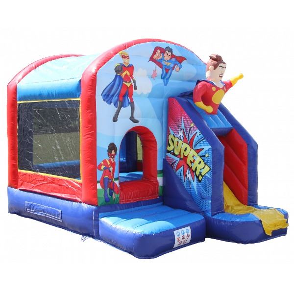 Springkussen Superhelden met glijbaan 4x3